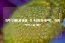 意甲今晚比赛直播，足球盛宴即将开启，在线观看不容错过