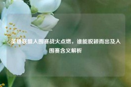 英雄联盟入围赛战火点燃，谁能脱颖而出及入围赛含义解析