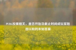 PUBG投票相关，是否开始及截止时间成玩家翘首以盼的未知答案