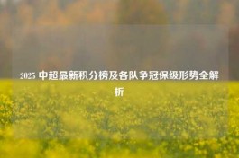 2025 中超最新积分榜及各队争冠保级形势全解析