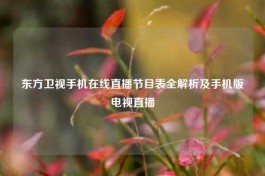东方卫视手机在线直播节目表全解析及手机版电视直播