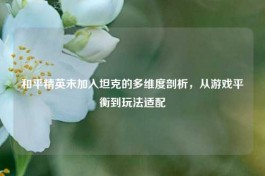 和平精英未加入坦克的多维度剖析，从游戏平衡到玩法适配