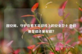 国安局，守护在看不见战线上的安全卫士 他们是警籍还是军籍？