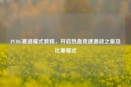PUBG赛道模式教程，开启热血竞速激战之旅及比赛模式