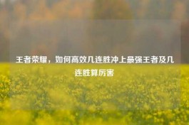 王者荣耀，如何高效几连胜冲上最强王者及几连胜算厉害