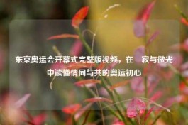 东京奥运会开幕式完整版视频，在侘寂与微光中读懂情同与共的奥运初心