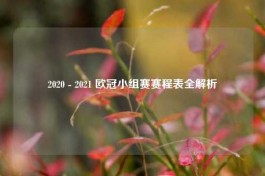 2020 - 2021 欧冠小组赛赛程表全解析