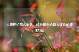 抖音评论怎么删除，轻松搞定给别人评论的管理     