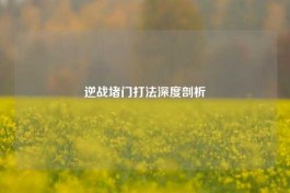逆战堵门打法深度剖析