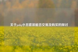关于pubg小丑套装能否交易及购买的探讨