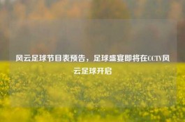 风云足球节目表预告，足球盛宴即将在CCTV风云足球开启