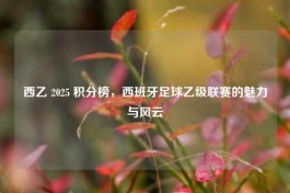 西乙 2025 积分榜，西班牙足球乙级联赛的魅力与风云