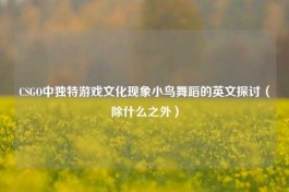 CSGO中独特游戏文化现象小鸟舞蹈的英文探讨（除什么之外）