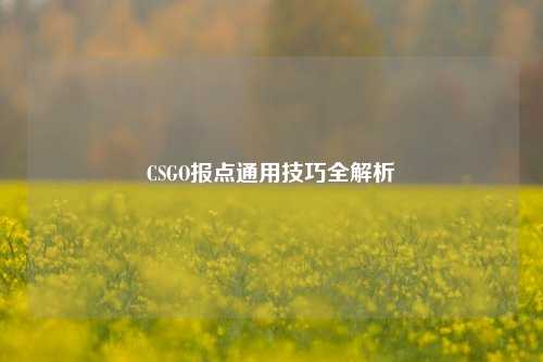 CSGO报点通用技巧全解析