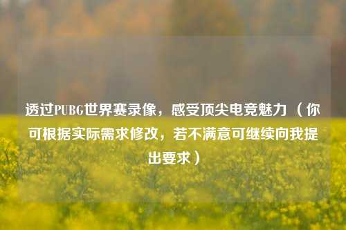 透过PUBG世界赛录像,感受顶尖电竞魅力 (你可根据实际需求修改,若不满意可继续向我提出要求)