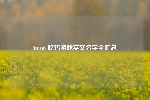 Steam 吃鸡游戏英文名字全汇总