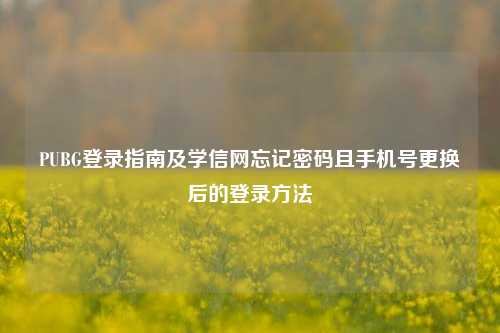PUBG登录指南及学信网忘记密码且手机号更换后的登录 ***
