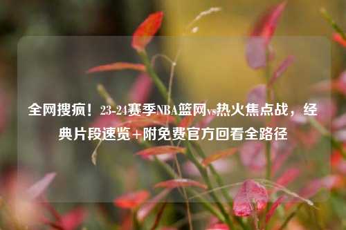 全网搜疯!23-24赛季NBA篮网vs热火焦点战,经典片段速览+附免费官方回看全路径