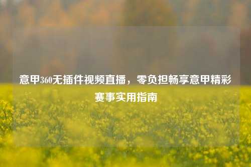 意甲360无插件视频直播,零负担畅享意甲精彩赛事实用指南